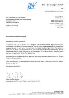 Die Berufsgewerkschaft erklaert, dass die Großwaescherei Schneeweiss bei einem eventuellen Streik freizustellen ist also nicht bestreikt wird. 